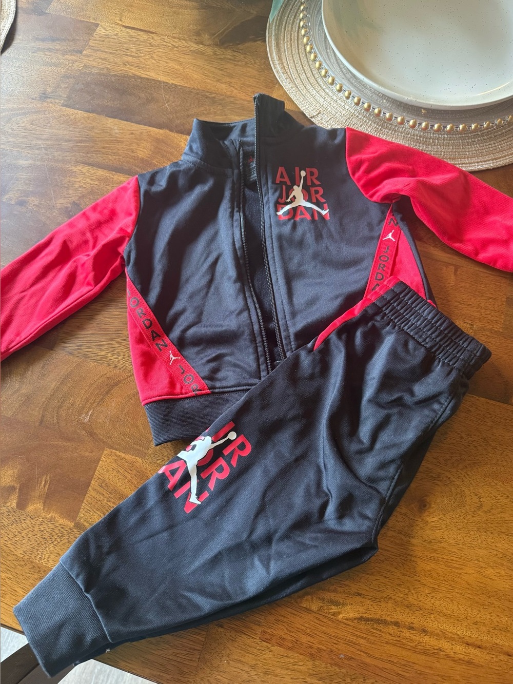 Jordan Kids Black and Red Track Set 12 months